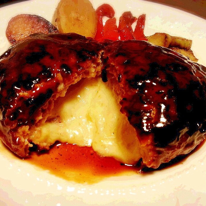 とろ~り大きな♪チーズインハンバーグ☆ 照り焼き◎